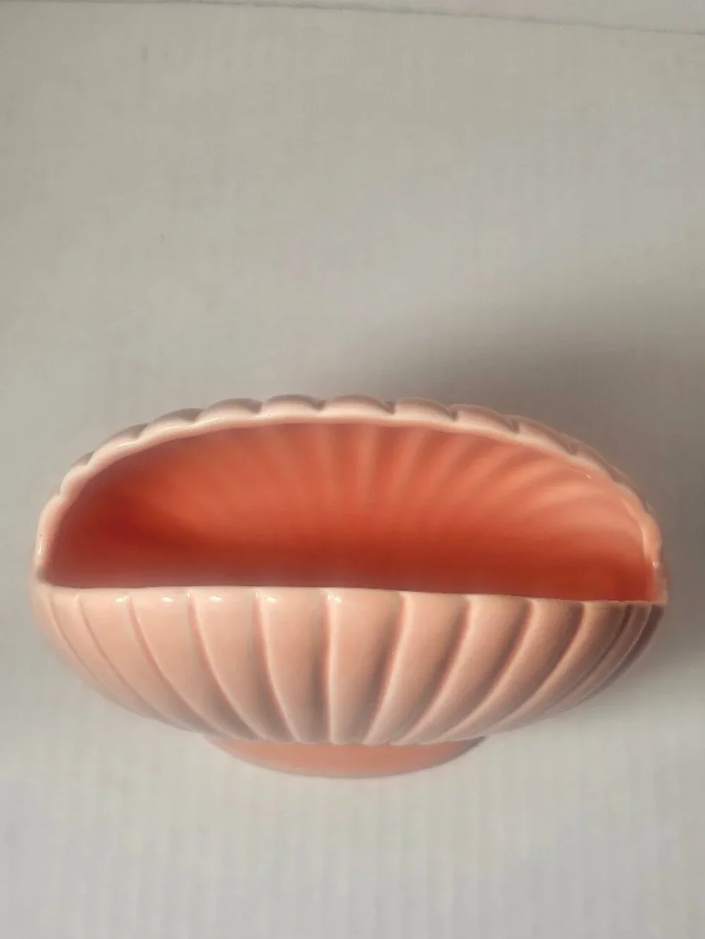 Vintage Pink Coral Scallop Clamshell Planter Vase Made in Japan Nautical Decor